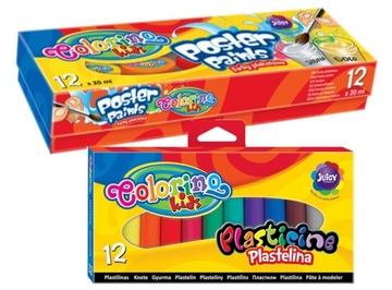 COLORINO FARBY PLAKATOWE 12 KOLORÓW + PLASTELINA