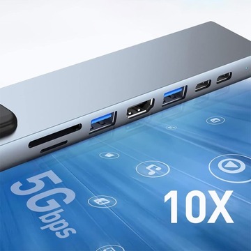 STACJA DOKUJĄCA 8W1 Z 4K HDMI TYPC 100W PD PORT USBC 3.0 CZYTNIK KART SD/TF