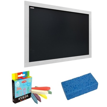 Доска серая 90х60см, серая рамка + мел