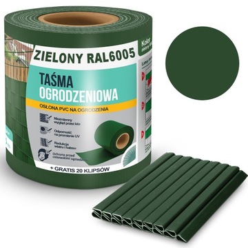 TAŚMA OGRODZENIOWA Zielona 35m 20 KLIPSÓW GRATIS
