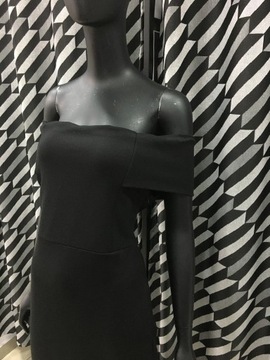 Zara, czarna sukienka z opadającymi rękawami, XL
