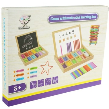 Мел и магнитная доска, деревянные палочки для обучения счету чисел.