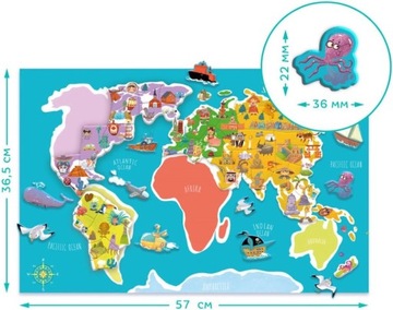 НАБОР МАГНИТОВ «КАРТА МИРА» 145 ЭЛЕМЕНТОВ С НАУЧНОЙ ДОСКОЙ
