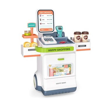 DUZY zestaw KASA FISKALNA sklep MARKET produkty KASA SAMOOBSŁUGOWA