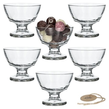 Pucharki do deserów lodów szklane na desery lody deserowe okrągłe 6 szt