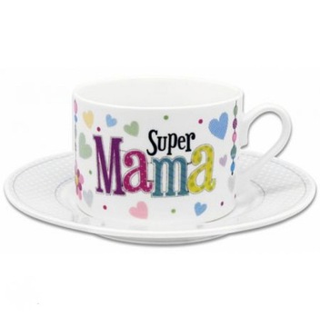 Filiżanka + spodek na Dzień Matki - Super mama