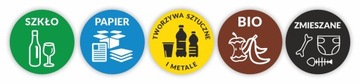 Naklejki ZESTAW ŚMIECI Segregacja Na KOSZ Odpadów 3,5 cm