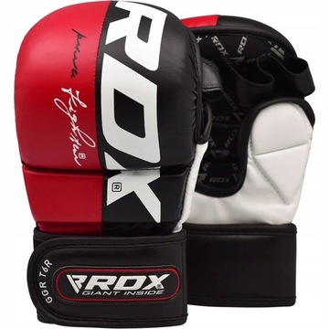 RĘKAWICE MMA SPARINGOWE GRUBE ZE SKÓRY SKÓRZANEJ RDX T6 CZERWONE M