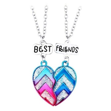 NASZYJNIK BEST FRIENDS MULTICOLOR SERCE 2szt