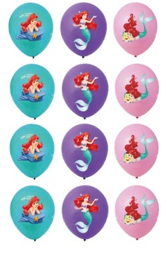 ZESTAW BALONÓW BALON KSIĘŻNICZKI URODZINY 12SZT HAPPY BIRTHDAY MAŁA SYRENKA