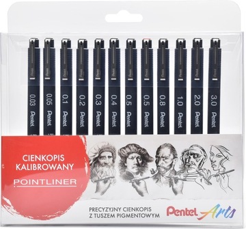 ZESTAW CIENKOPISÓW KALIBROWANYCH POINTLINER PENTEL 12 szt