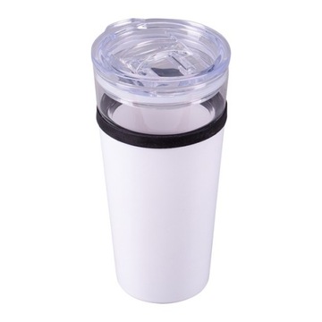 DWUŚCIENNY KUBEK ZE STALI NIERDZEWNEJ I SZKŁA ALPENA 400 ML BIAŁY