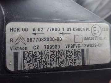 CITROEN C3 SVĚTLO PŘEDNÍ PRAVÁ 9673814380