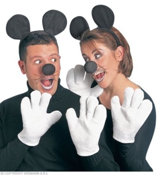 ZESTAW MYSZ MICKEY USZY NOS RĘKAWICZKI MYSZKI