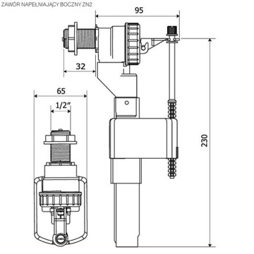 Боковой наполнительный клапан 1/2 дюйма DN15 KKPOL бачок низкого смыва