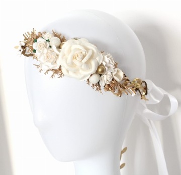 Элегантный регулируемый золотой венок для причастия ручной работы.