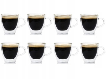 Szklanki Termiczne Kawy Espresso Ristretto Herbaty z Uchem Komplet 8 sztuk