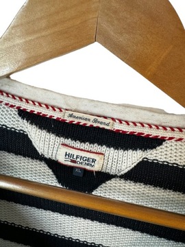 Sweter damski Tommy Hilfiger w paski z logiem XL