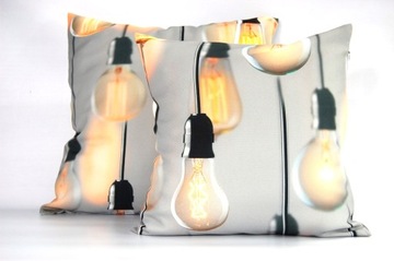 Poszewka 40x40 żarówki EDISON szara loft1szt.