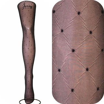 RAJSTOPY CALZAMIA LYCRA W KROPECZKI OTOCZONE ROMBAMI