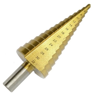 WIERTŁO STOŻKOWE STOPNIOWE SPIRALNE CHOINKOWE METALU ROZWIERTAK HSS 4-52 MM