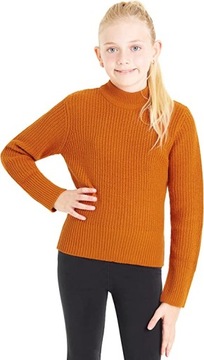 SWETER DZIECIĘCY ZE STÓJKĄ DZIANINOWY POMARAŃCZOWY
