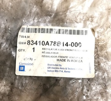ZVEDÁK OKNO PRAVÝ PŘEDNÍ DAEWOO TICO 83410A78B14000 OE!