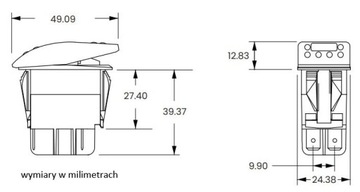 Przełącznik Carling ON-OFF 2-poz 5-pin czerwone, SW-CSW-8-RED