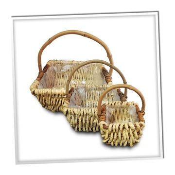 НАБОР ИЗ 3 ПЛЕТЕНЫХ КОРЗИН, БУМАЖНЫЙ ГОРШОК ЦВЕТОК