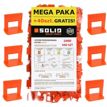SYSTEM POZIOMOWANIA PŁYTEK SOLID KLIPSY 1mm 440szt