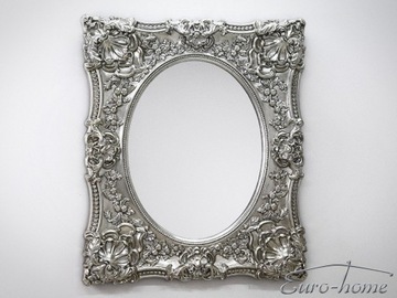 Lustro rzeźbiona rama srebro 101x121 cm PU301