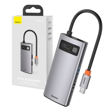 BASEUS ADAPTER PRZEJŚCIÓWKA HUB 4W1 USB-C DO USB 3.0 USB 2.0 HDMI USB-C PD