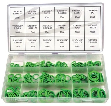 НАБОР УПЛОТНИТЕЛЬНЫХ КОЛЬЦЕВ ДЛЯ КОНДИЦИОНЕРА 270 шт. ЗЕЛЕНЫЙ G02810 GEKO.