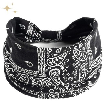ШИРОКАЯ повязка для волос, черная, УДОБНАЯ, с пейсли над ушами, МОДНАЯ