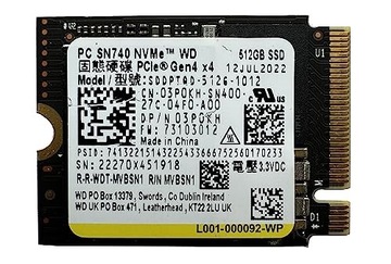 Фирменный дешевый твердотельный накопитель WD SN740 512 ГБ M.2 NVMe PCIe — несколько часов