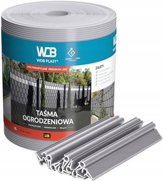 TAŚMA OGRODZENIOWA PREMIUM SZARA 19X26m POLIPROPYLEN OSŁONA NA PŁOT