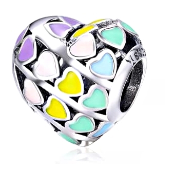 MD charms zawieszka kolorowe serduszka | S925