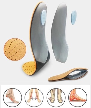 WKŁADKI BUTÓW NA PŁASKOSTOPIE KOŚLAWOŚĆ SUPINUJĄCE ortopedyczne SKÓRZANE