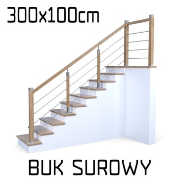 Balustrada barierka drewniana nierdzewna ND2 3mx1m