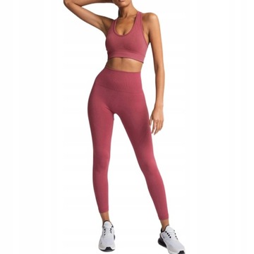 DAMSKI ZESTAW KOMPLET TRENINGOWY LEGGINSY I TOP,S
