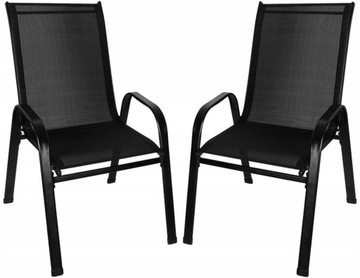 Черный комплект садовой мебели, стол и 2 стула для балкона или террасы.