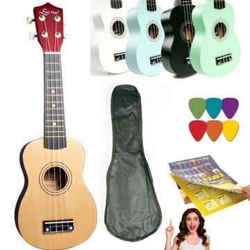 UKULELE SOPRANOWE +POKROWIEC+TUNER+ KOSTKI ZESTAW
