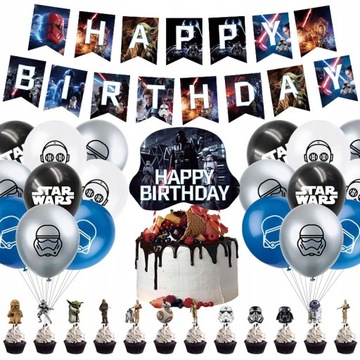 STAR WARS ZESTAW BALONY URODZINY DEKORACJA*36SZT.