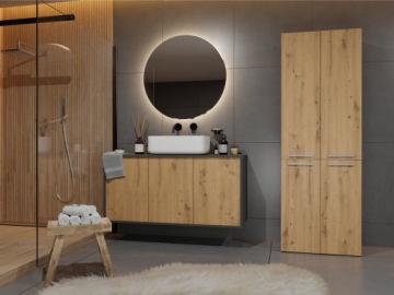 ШКАФ КНИЖНЫЙ ШКАФ НА 60 ПОСТАВ NEL DD 2K КОРЗИНА АНТРАЦИТ ДУБ ARTISAN