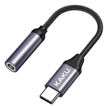 Адаптер для наушников USB Type C на мини-джек 3,5 мм ЧЕРНЫЙ 12 см ПРОЧНЫЙ