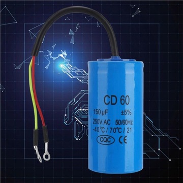 Рабочий конденсатор CD60 с кабелем 250 В 150 мкФ