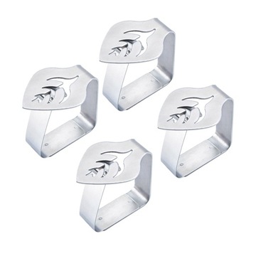 4x зажим для скатерти Настольный зажим для скатерти из нержавеющей стали, сусальное серебро