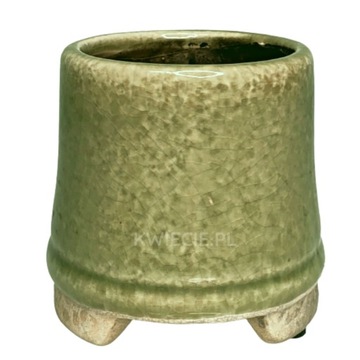 Osłonka Ceramiczna Doniczka na Nóżkach Zielona 8cm