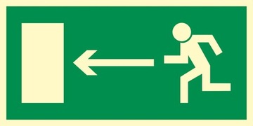 ZNAK KIERUNEK DO WYJŚCIA DROGI EWAKUACYJNEJ LEWO 1
