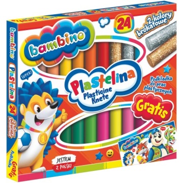 Пластилін BAMBINO шкільна 24 кольори + підкладка для дітей кольорова набір